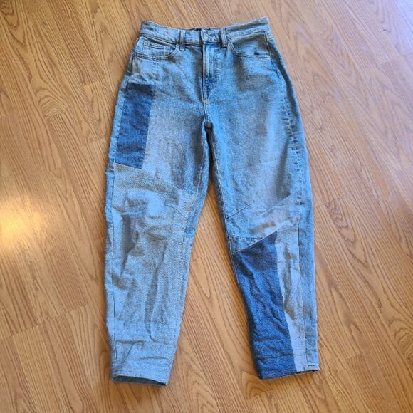 VERONICA BEARD CHARLIE BARREL LEG HIGH RISE JEANS CROPPED PATCHWORK DENIM sz 28 - Picture 2 of 9